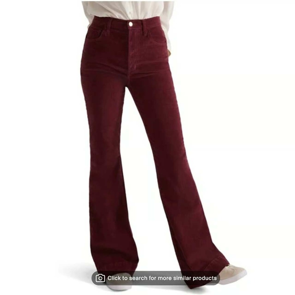 Favorite Daughter The Valentina Flare Corduroy Pants in Maroon Banner - Size 26
